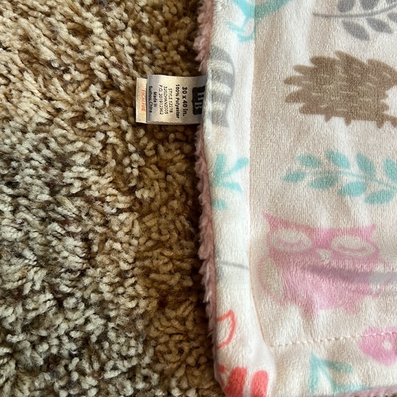 BNWOT super soft & cuddly girl’s Woodland Animal-themed reversible baby blanket - Picture 3 of 9